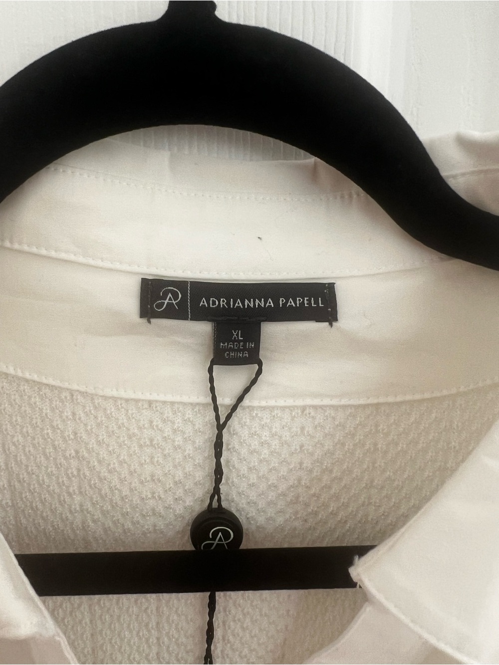 Adrianna Papell White V-Neck Layered Sweater with Black Stripes - Picture 6 of 14
